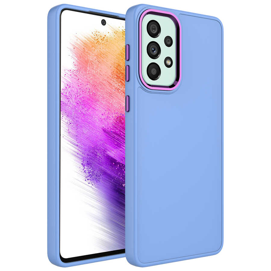 Galaxy A33 5G Kılıf Metal Çerçeve ve Buton Tasarımlı Silikon Zore Luna Kapak
