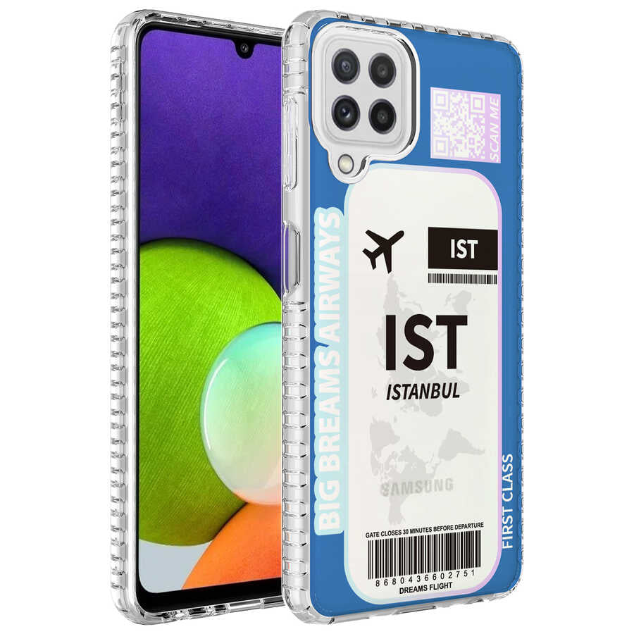 Galaxy M12 Kılıf Airbag Kenarlı Renkli Desenli Silikon Zore Elegans Kapak