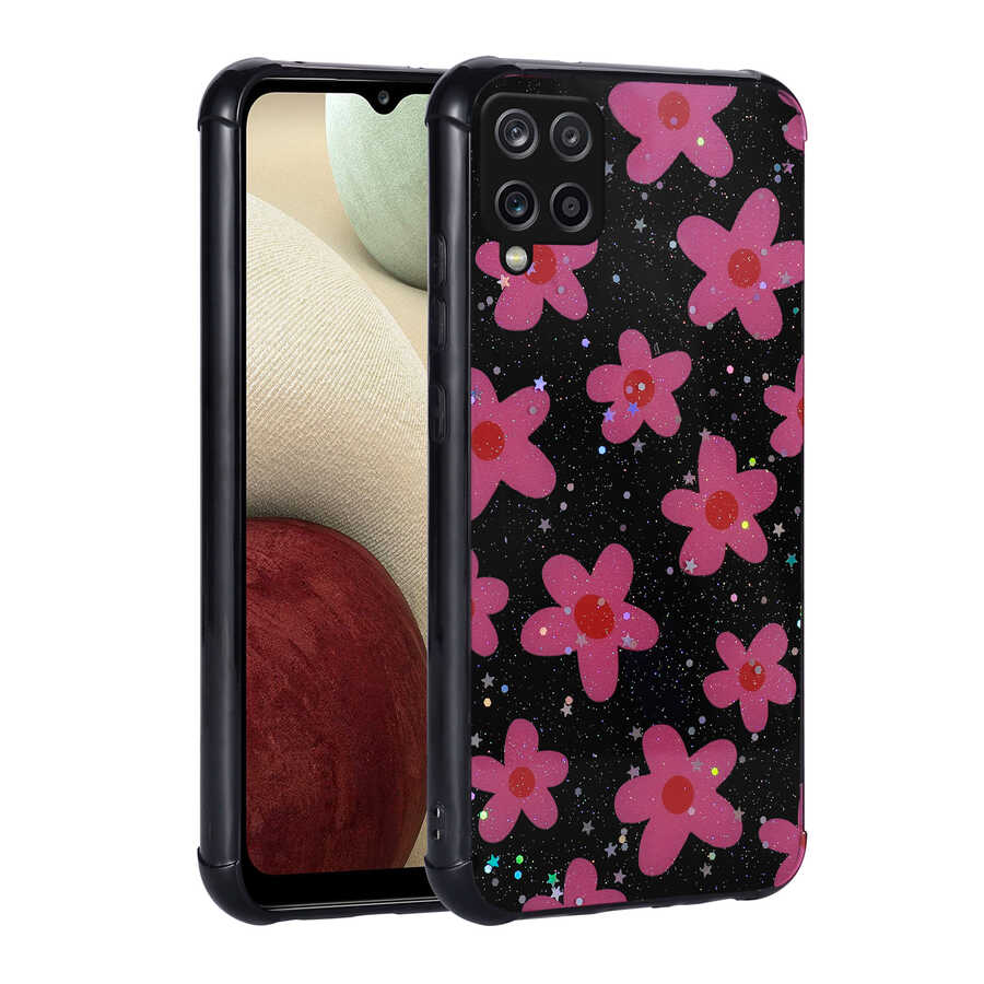 Galaxy M12 Kılıf Simli Desenli Kamera Korumalı Parlak Zore Popy Kapak