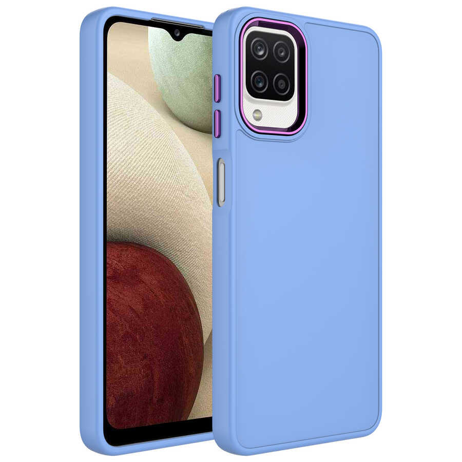 Galaxy M22 Kılıf Metal Çerçeve ve Buton Tasarımlı Silikon Zore Luna Kapak