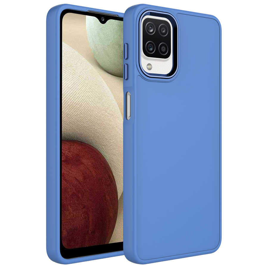 Galaxy M22 Kılıf Metal Çerçeve ve Buton Tasarımlı Silikon Zore Luna Kapak