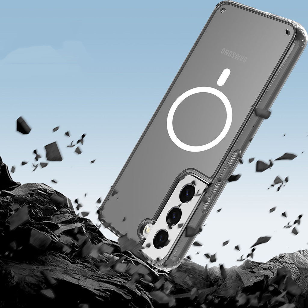 Galaxy S22 Plus Kılıf M-safe Şarj Özellikli Şeffaf Sert PC Zore Embos Kapak