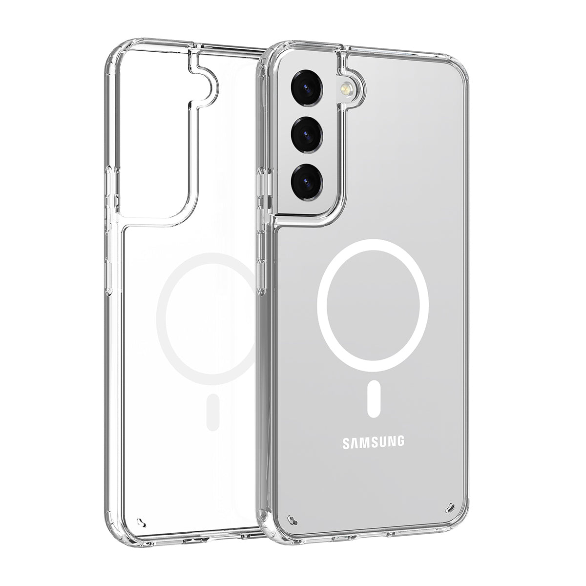 Galaxy S22 Plus Kılıf M-safe Şarj Özellikli Şeffaf Sert PC Zore Embos Kapak