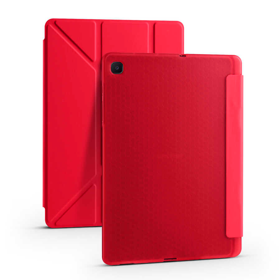 Galaxy Tab S6 Lite P610 Kılıf Zore Tri Folding Kalem Bölmeli Standlı Kılıf