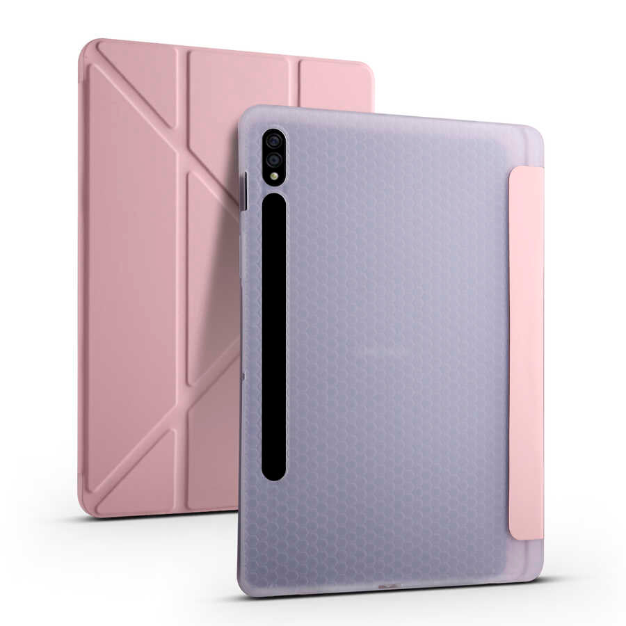 Galaxy Tab S7 T870 Kılıf Zore Tri Folding Kalem Bölmeli Standlı Kılıf