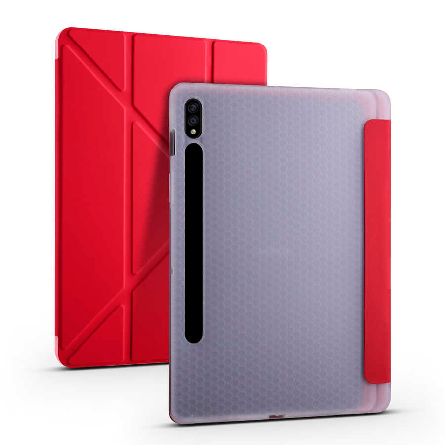 Galaxy Tab S7 T870 Kılıf Zore Tri Folding Kalem Bölmeli Standlı Kılıf