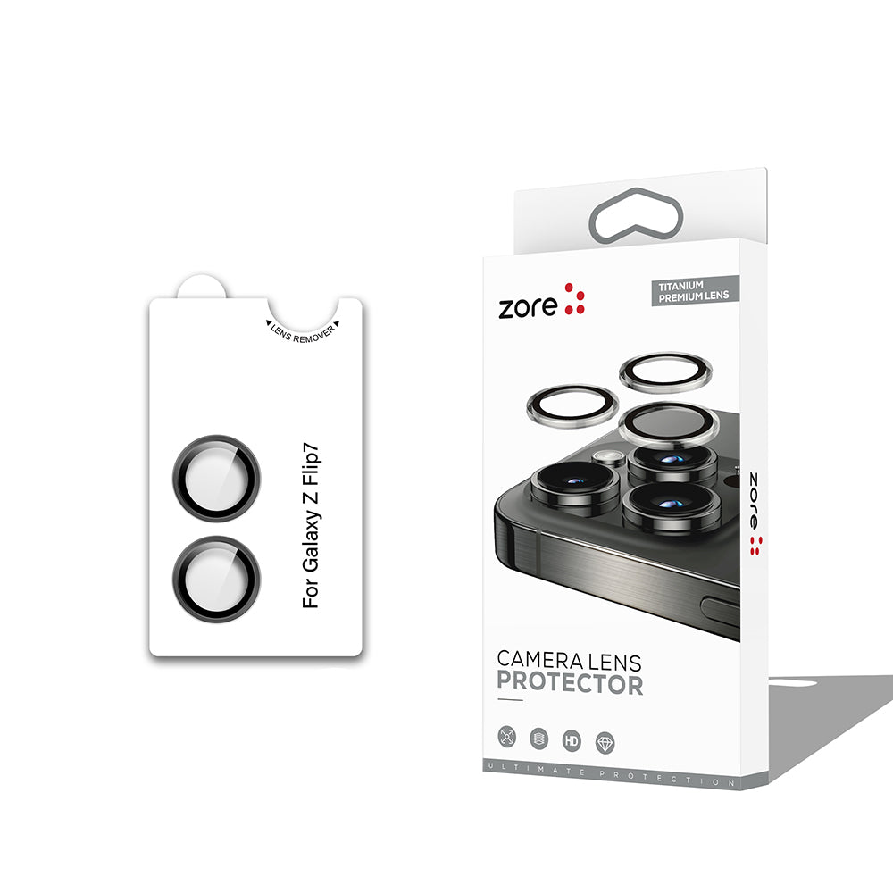 Galaxy Z Flip 7 Zore CL-12 Premium Safir Parmak İzi Bırakmayan Yansıma Önleyici Kamera Lens Koruyucu
