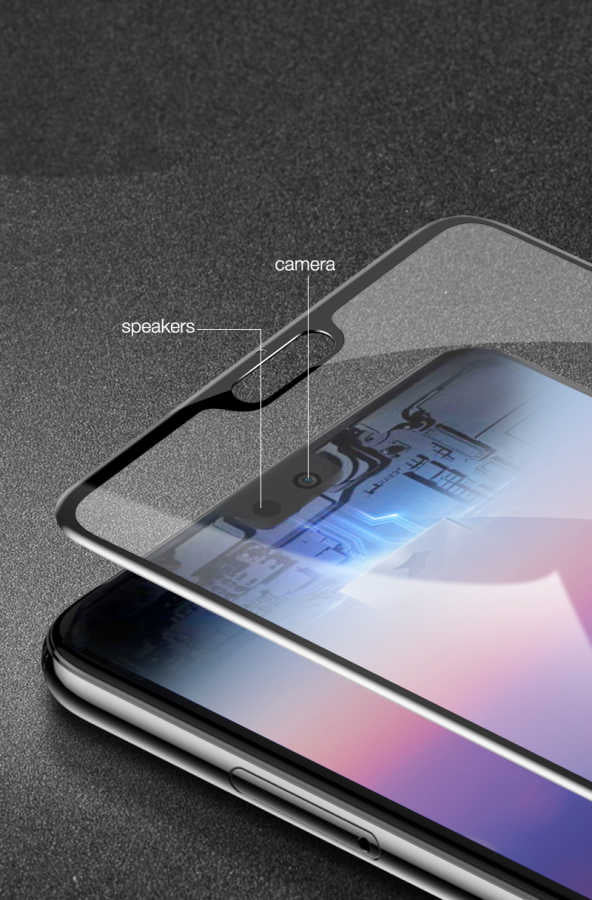 Huawei P20 Pro Zore Kenarları Kırılmaya Dayanıklı Cam Ekran Koruyucu