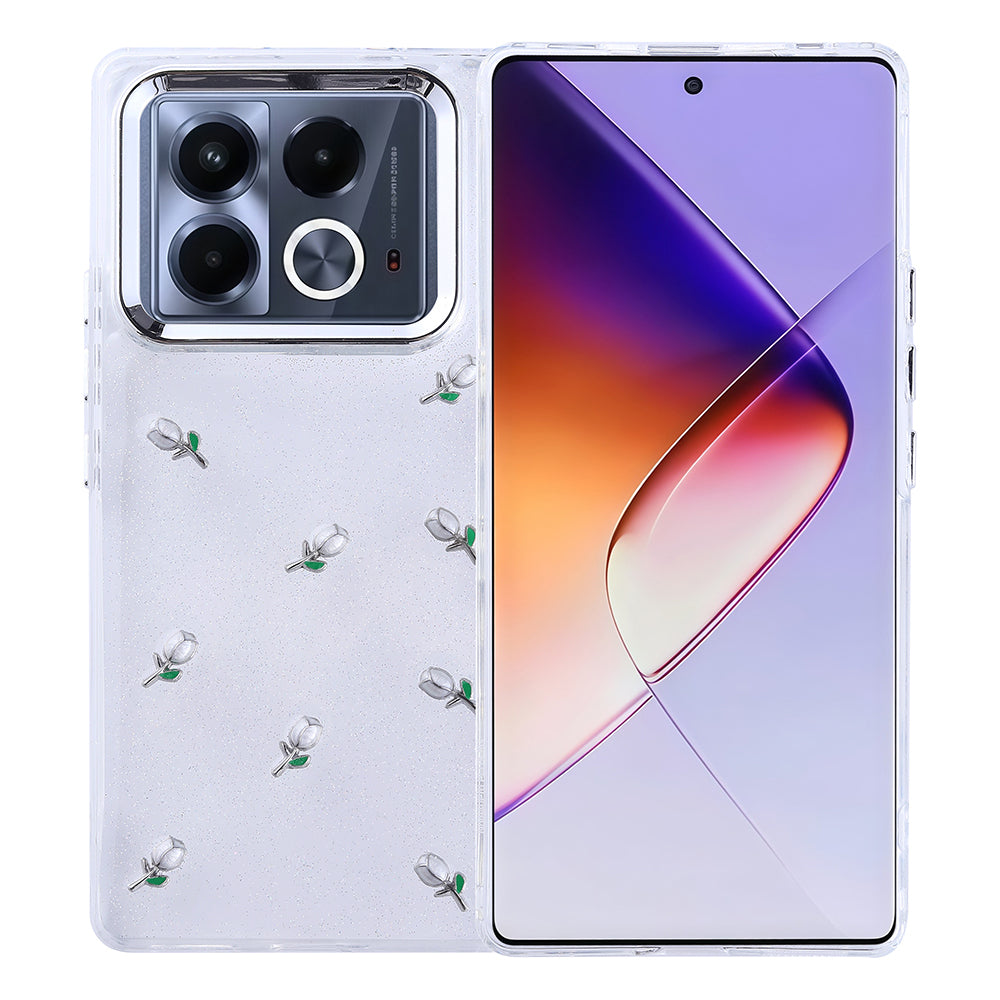 İnfinix Note 40 4G Kılıf Airbag Tasarımlı Simli Şeffaf Zore Kutup Kapak