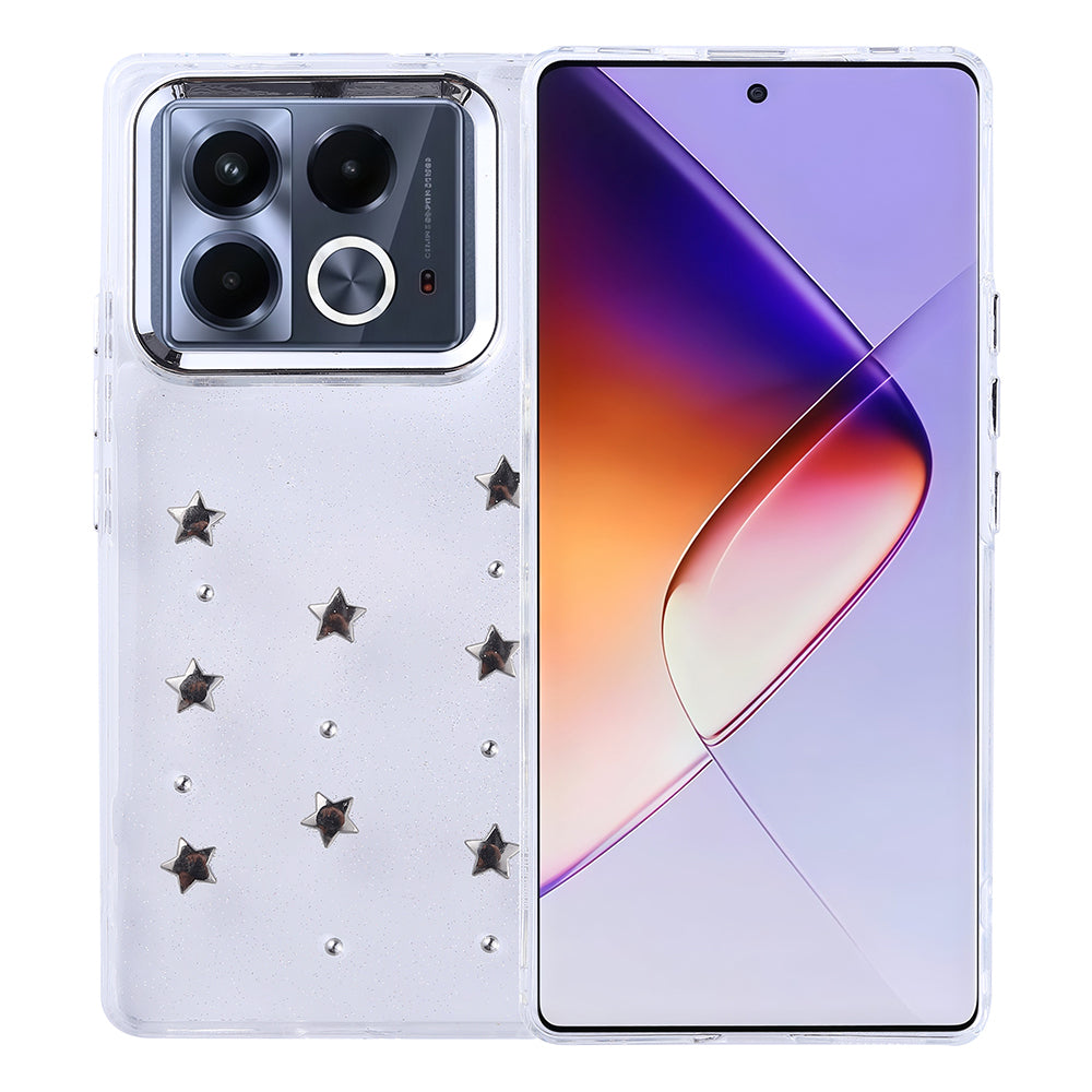 İnfinix Note 40 4G Kılıf Airbag Tasarımlı Simli Şeffaf Zore Kutup Kapak