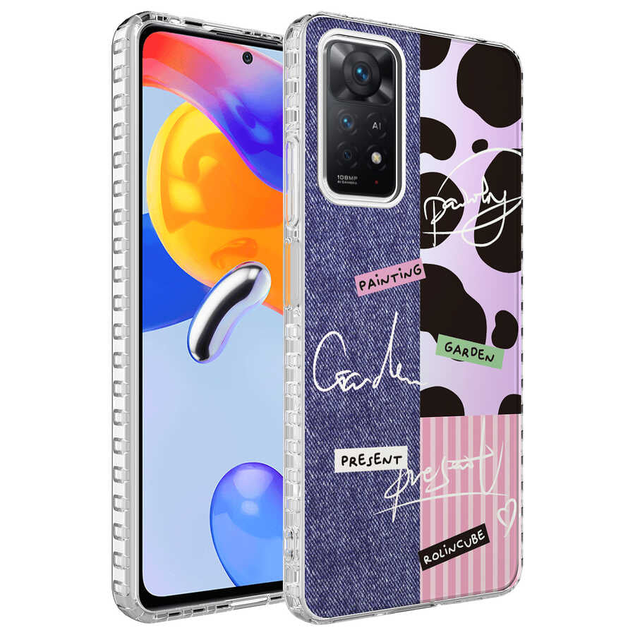 Xiaomi Redmi Note 11S Global Kılıf Airbag Kenarlı Renkli Desenli Silikon Zore Elegans Kapak