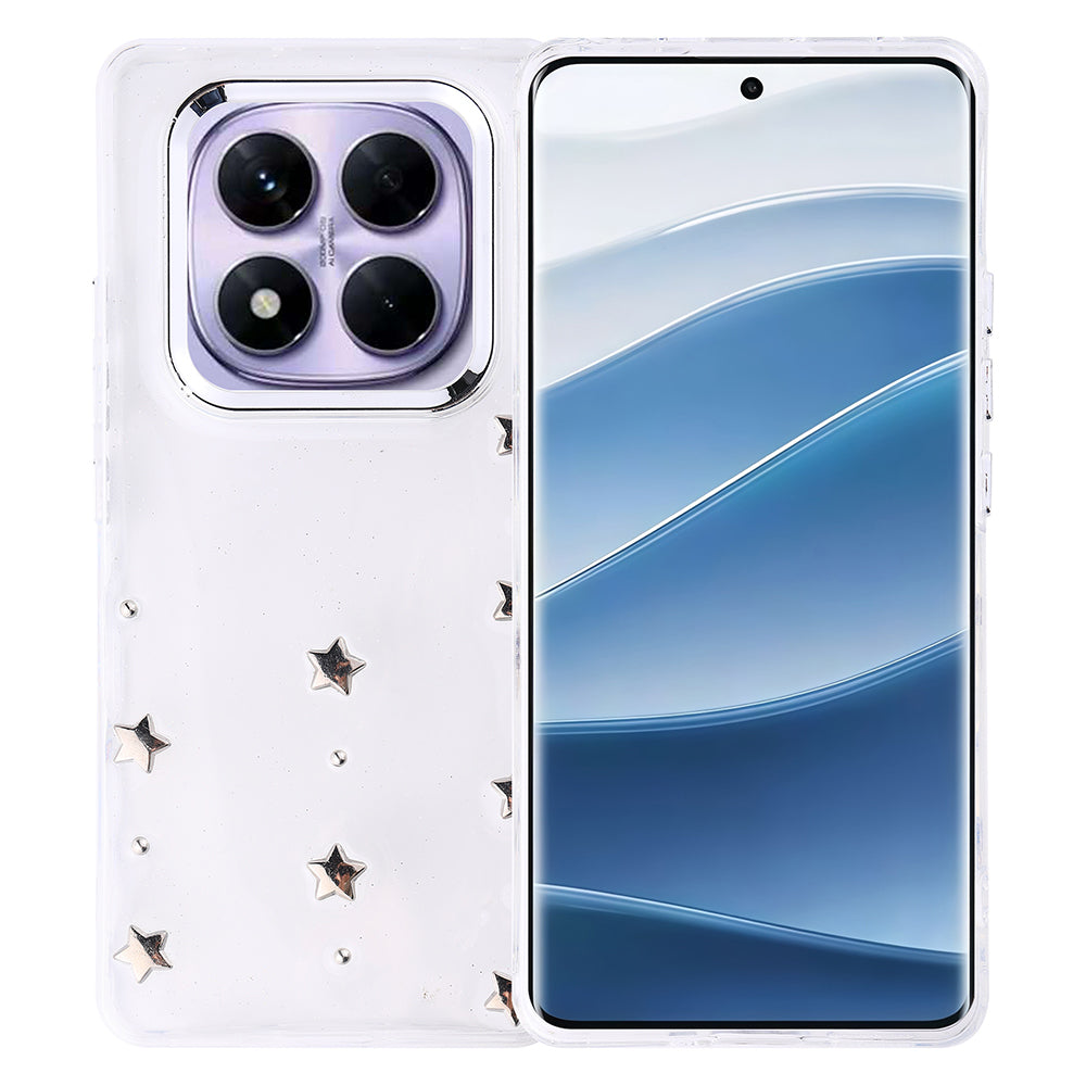 Xiaomi Redmi Note 14 Pro Plus Kılıf Airbag Tasarımlı Simli Şeffaf Zore Kutup Kapak